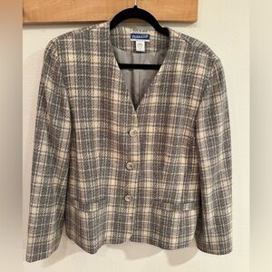 Vintage Pendleton Cream and Gray Plaid Women's Blazer